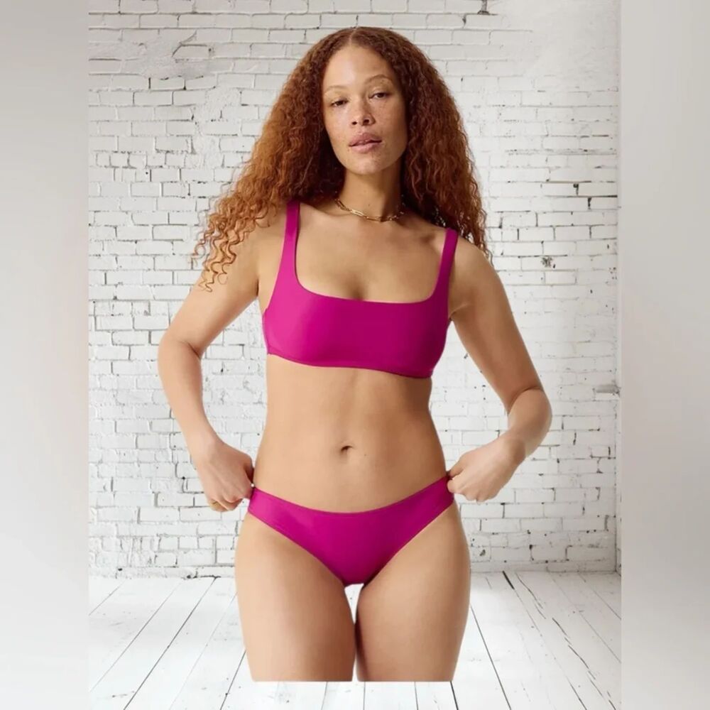 J.Crew Squareneck Bikini Top Radiant Fuchsia SZ 2X NWT Pink Mix & Match Summer